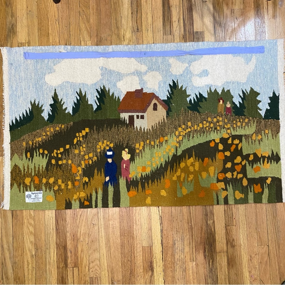 Wall Tapestry Field With Flowers Limited Edition Woolen La Mère Made In India - Picture 3 of 11